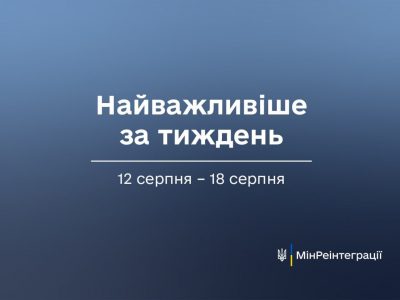 Найважливіше за тиждень  12 серпня — 18 серпня