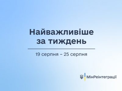 Найважливіше за тиждень  19 серпня — 25 серпня