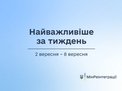 Найважливіше за тиждень  2 вересня — 8 вересня