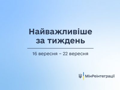 Найважливіше за тиждень  16 вересня — 22 вересня