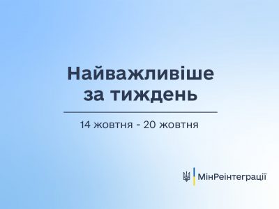 Найважливіше за тиждень  14 жовтня — 20 жовтня