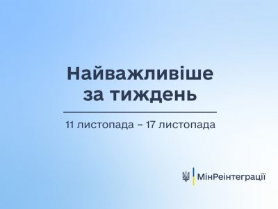 Найважливіше за тиждень  11 листопада — 17 листопада